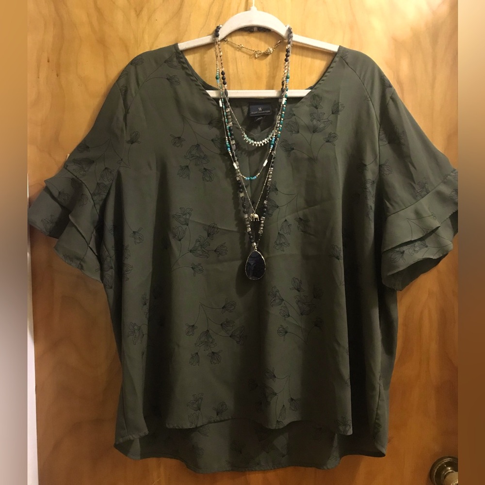 Worthington XXL Army Green Blouse NWOT